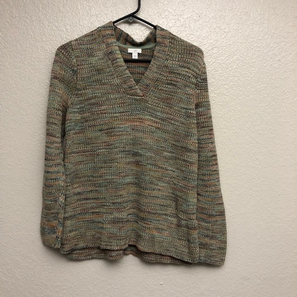 J. Jill Women’s Multicolor Cable Knit Pullover Sweater V Neck Medium‎ - Picture 1 of 4